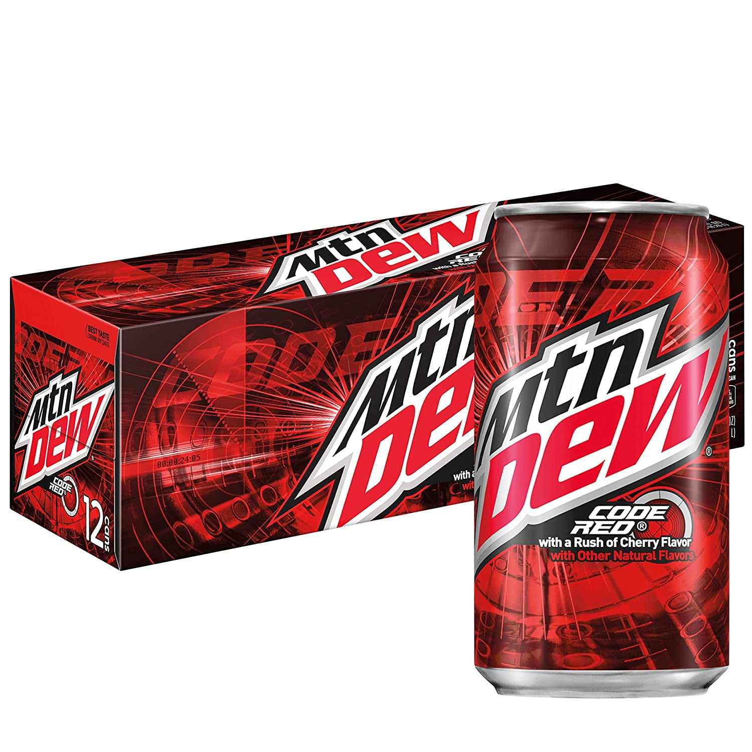 Mountain Dew Code Red Cherry Flavored Soda Pop 12 Fl Oz 12 Pack Cans Walmart Com