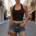 thumbnail image 2 of YMNXA Women's Tank Top Built In Bra Halter Neck Sleeveless Solid Color Backless Slim Fit Comfortable Fashion Camisole Top For Casual Daily Wear,Black,One Size, 2 of 5