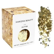 KARIZMA 24K Gold Glitter. 30g Chunky Face Glitter, Hair Glitter, Eye Glitter and Body Glitter for Women. Rave Glitter, Festival Accessories, Cosmetic Glitter Makeup. Loose Glitter Set