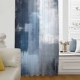 thumbnail image 6 of Navy Blue Grey Sheer Curtains 45 Inches Long, Modern Ombre Oil Painted Abstract Art Light Filering Curtains, Breathable Simi Curtain Privacy Drapes for Kitchen Bathroom Small Window Treatment, 6 of 9