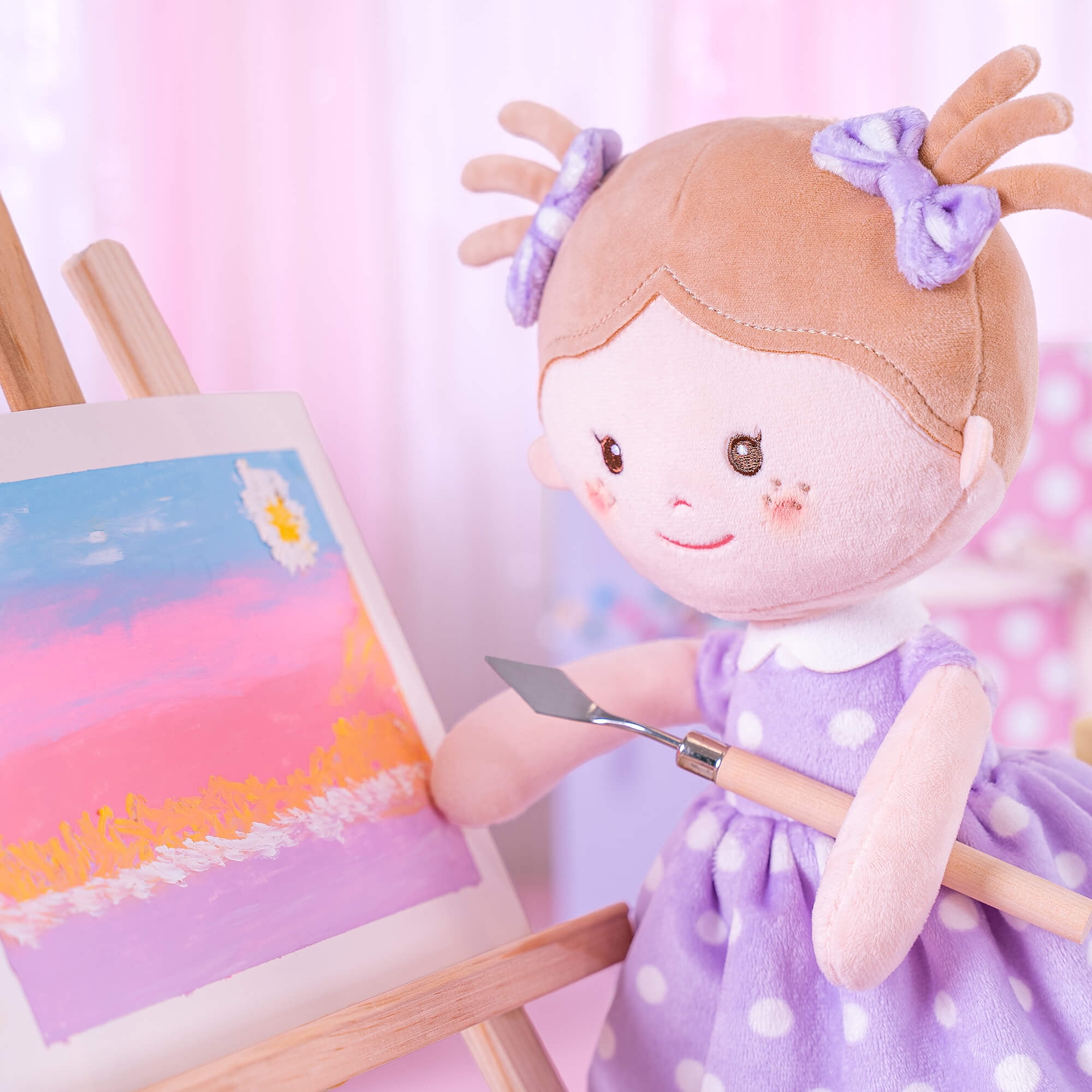First Baby Doll Baby Dolls Girl Toys Baby Girl Gifts Purple Polka Dot Dress 13inches