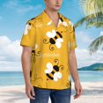 thumbnail image 5 of Goofa Cute Bee Butterfly Yelllow Hawaiian Shirt for Men, Unisex Summer Beach Casual Short Sleeve Button Down Shirts,Aloha Tropical Floral print shirt-Small, 5 of 9