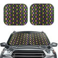 thumbnail image 2 of Goofa Mardi Gras Shiny Green Purple Pattern 2 Piece Car Windshield Sun Shade Foldable | Front Windshield Shade for Sun, Heat and UV Rays | Sunshade for Car Front Window-Small, 2 of 7