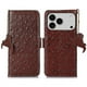 thumbnail image 1 of For iPhone 17 Pro Case RFID Blocking Genuine Cow Leather Phone Case Ostrich Texture -, 1 of 5