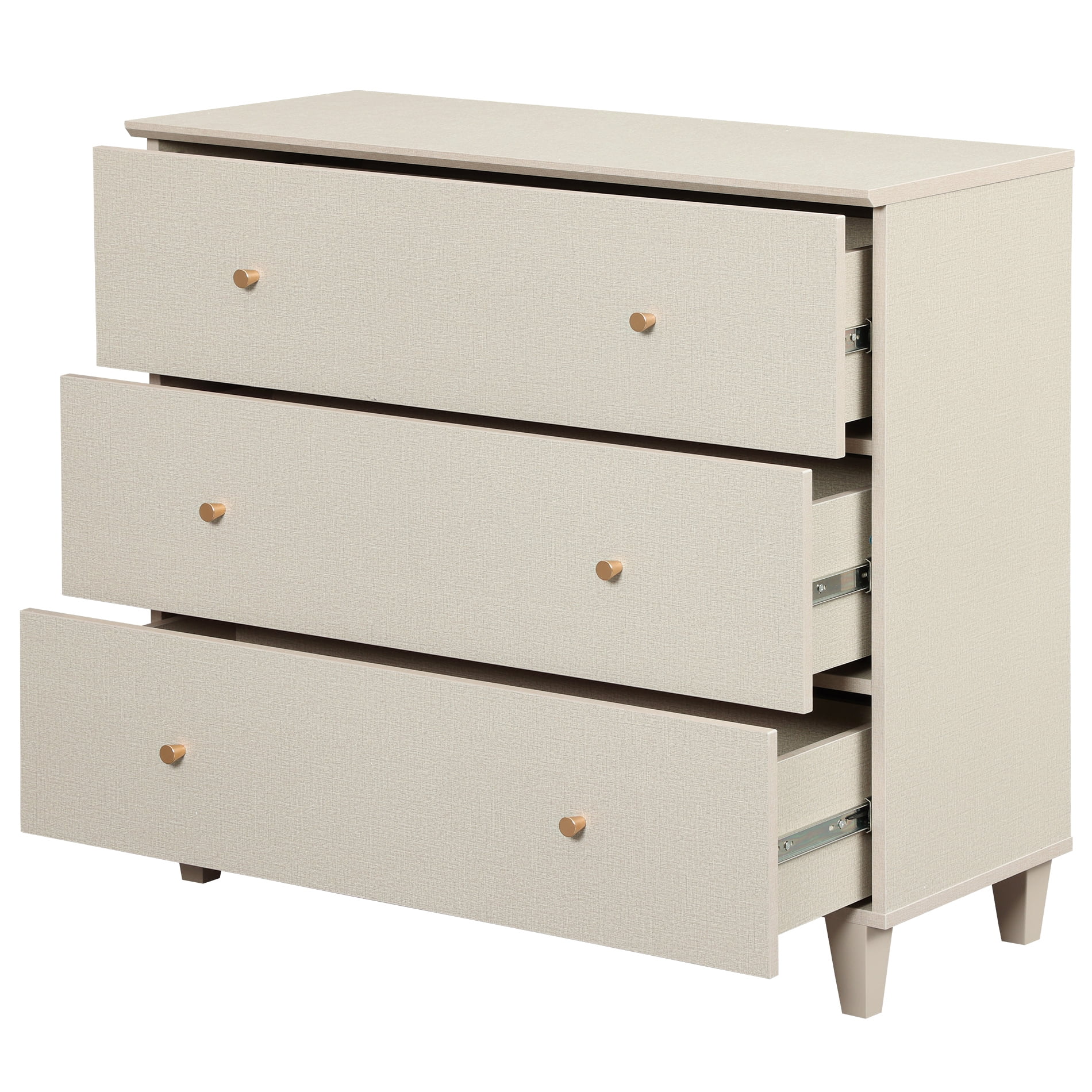 WAMPAT 12 Drawers Modern Wood Dresser for Bedroom, Modern Chest of Drawer, 118" Wide, Beige Linen Printed Finish