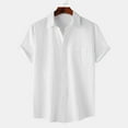 thumbnail image 2 of Men's Casual Button Down Shirts - Short Sleeve Summer Textured Beach Wrinkle-Free Shirts White S, 2 of 9