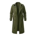 thumbnail image 4 of Mrmaere Men Lapel Trench Coat Double Breasted Belted Long Sleeve Outerwear For Business Daily Army Green XXL, 4 of 9