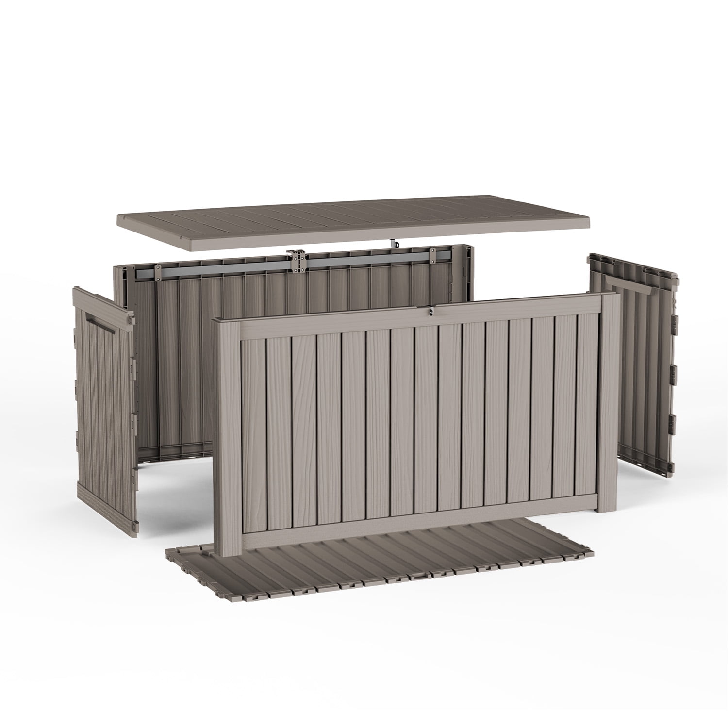 MAYEERTY 180 Gallon Outdoor Deck Box, Large Capacity Storage Box for Patio Furniture Cushions, Pillow Outdoor Indoor, Light Brown