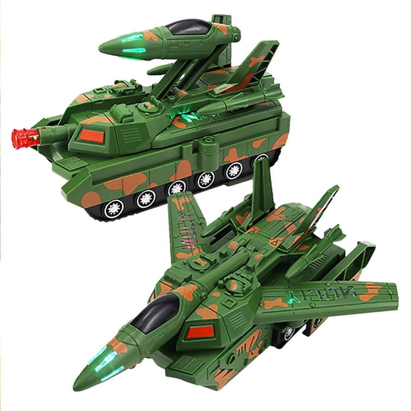 Transforming Robot Car Toy,Electric Destroyer,Transforming Toy Car with Lights and Music,Robust and Safe Transforming Car Toy,Educational Toy Car Tank Fighter Transformed Aircraft Driving Toy