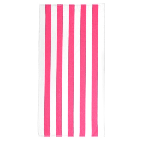 Mainstays Cabana Stripe Cotton Blend Beach Towel, 58" x 28", Pink Flame