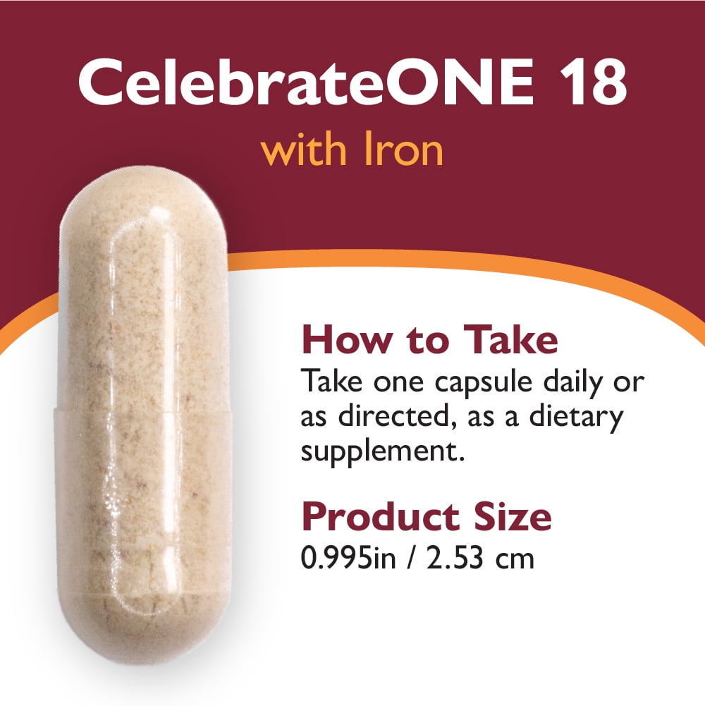 Celebrate Vitamins CelebrateONE 18 Once Daily Bariatric Multivitamin with Iron Capsules, 18 mg of Iron, 30 count