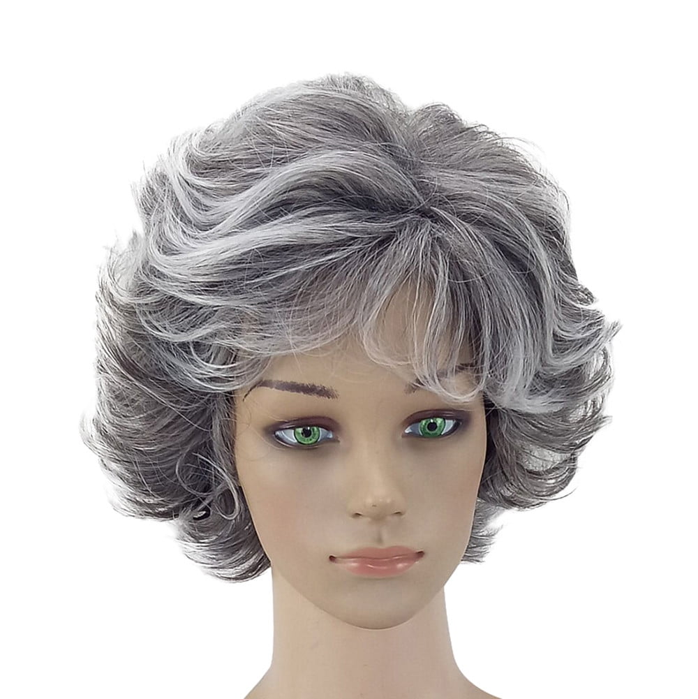 NEW TAG !  Women Short Curly Wig Gray Amazon.com : HAIRCUBE Short Curly Gray Wigs for Women Pixie  main image 3