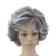 thumbnail image 4 of Yoofe Wigs Human Hair,Grey Wig Full Woman Curly Fashion Synthetic Hair Short Natural wig Wave Wigs for Women Natural Color 1Pc,12 Inches, 4 of 6