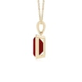 thumbnail image 2 of ANGARA Bezel-Set Emerald-Cut Lab Grown 4 Ct Ruby Solitaire Pendant for Women in 14K Yellow Gold (Size-10x8mm) | July Birthstone, Anniversary, Jewelry Gift for Women | Lab-Grown Ruby Necklace, 2 of 8