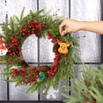 thumbnail image 3 of Artificial Christmas Wreath 22 Inch Christmas Wreaths for Front Door Winter Wreath with Red Berries Pine Cones Needles for Indoor Outdoor Xmas Winter Holidays, 3 of 9