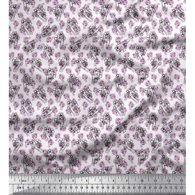 Soimoi Polyester Crepe Fabric Floral Shirting Printed Fabric 1 Yard 52 Inch Wide