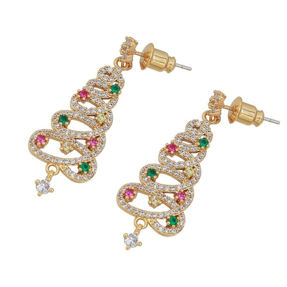 JZROCKER Vintage Crystal Zircon Christmas Tree Earrings Women Temperament Drop Earring