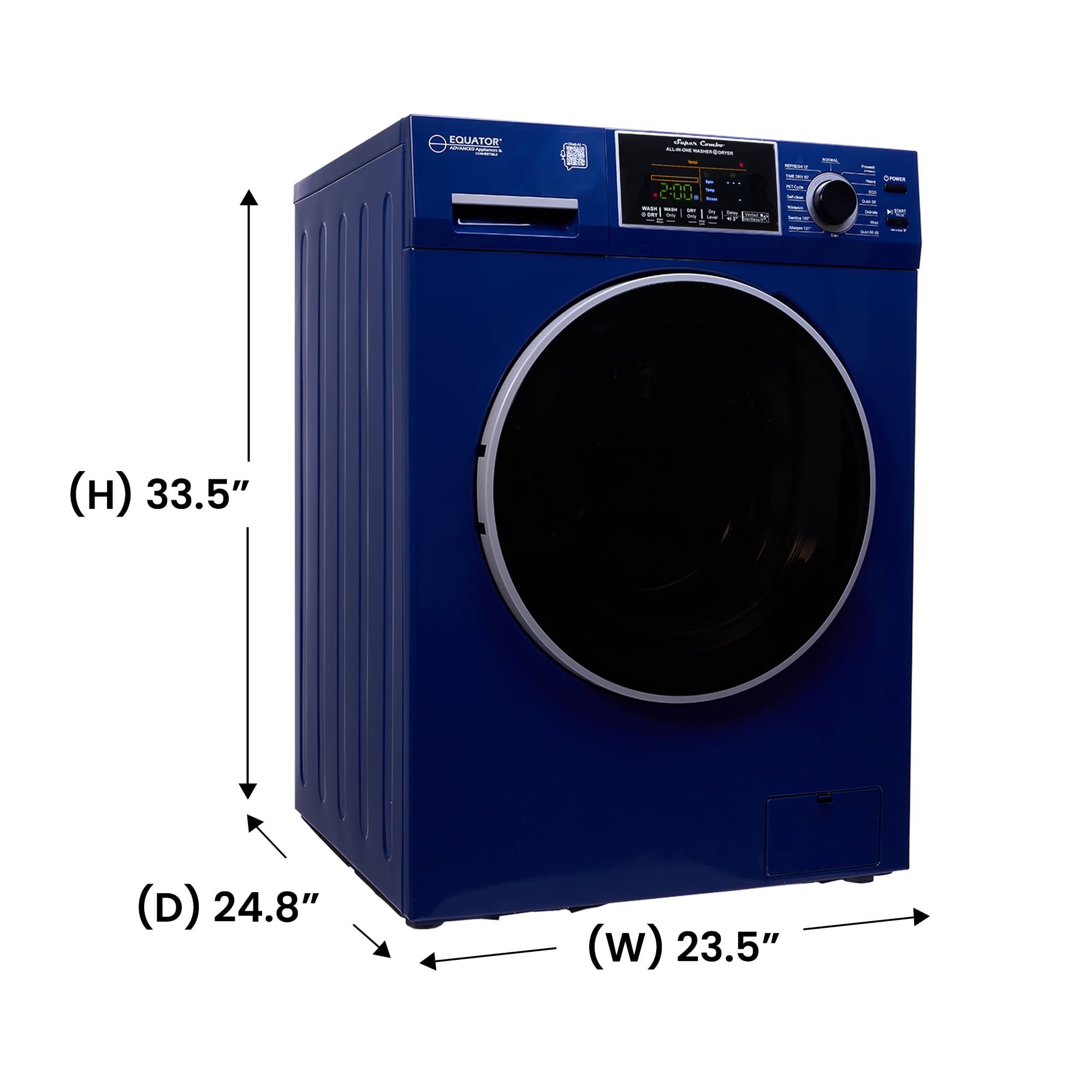 Equator 18 lbs Combo Washer Dryer Version 3 with Sanitize Allergen Winterize in Midnight Blue Color