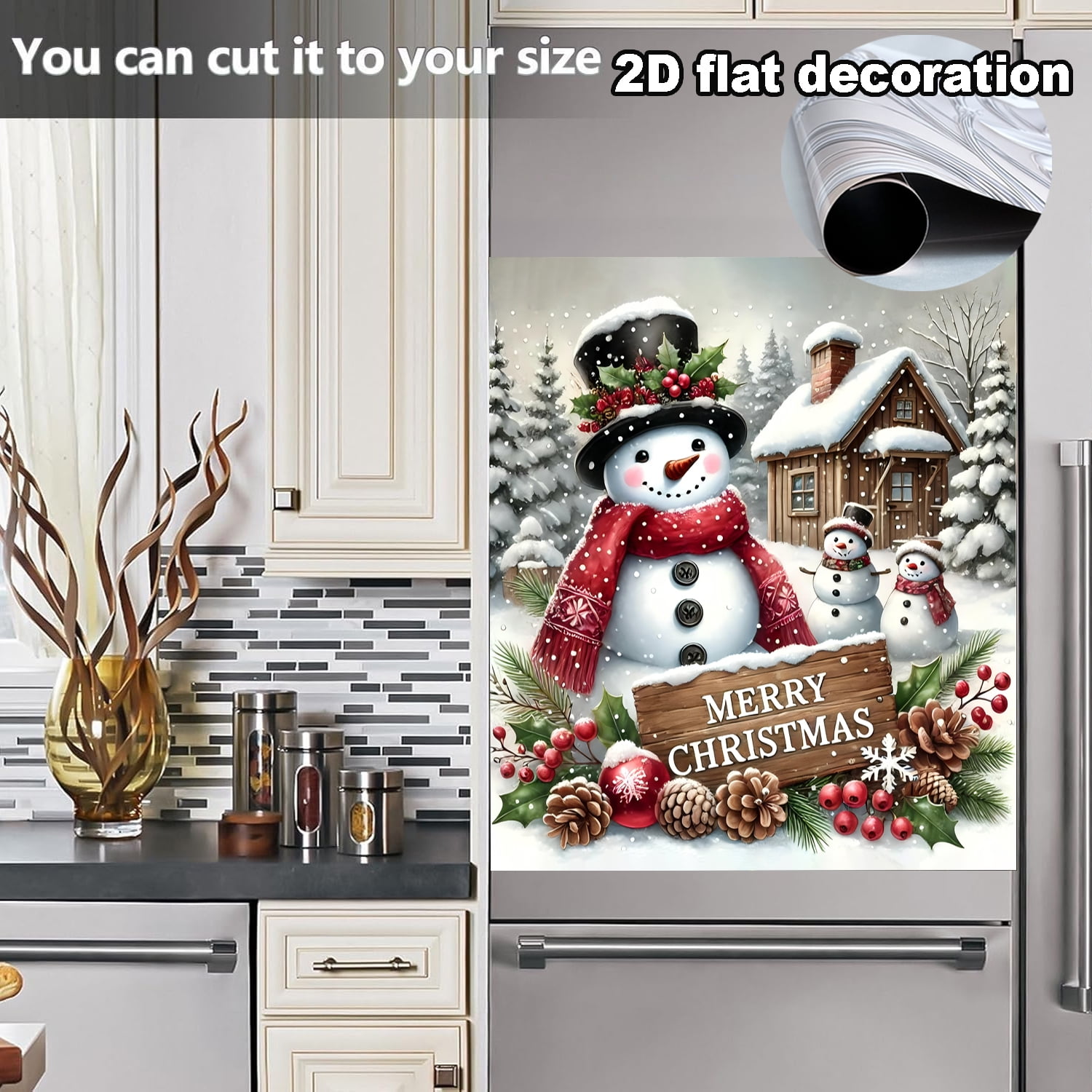 1Pc Christmas Dishwasher Magnet Cover, 23x26In Snowman Dishwasher Magnet Sticker for Kitchen Decoration Funny Refrigerator Magnet Cover Fridge Panel Decal Refrigerator Magnet Cover