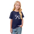 thumbnail image 4 of CCRFTGI Shirt for Children Girls Size 10-12 Funny Preppy Bowknot Print Shirts Fashion Tee Summer Tops Short Sleeve Crew Neck Girls Clothes Navy 13-14 Years, 4 of 6