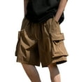 thumbnail image 2 of JTieacloth Mens Outdoor Casual Elastic Waist Relaxed Fit Lightweight Fishing Hiking Work Shorts Cargo Shorts Cargo Shorts Drawstring Brown, 2 of 7