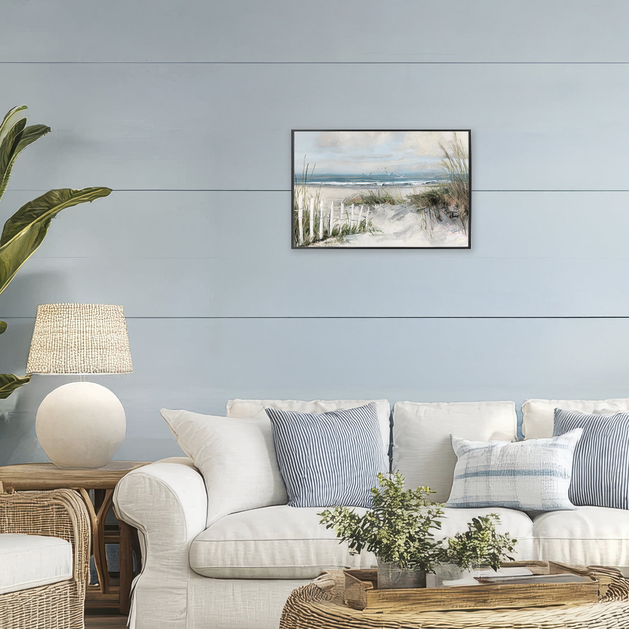 Stupell Industries Dunes With Weathered Fence Black Framed Giclee Art, design by Sally Swatland