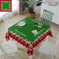 thumbnail image 2 of Square/Round Table Cloths 60x60inch Cute Christmas Gingerbread Man Candy Party Tablecloth Waterproof Polyester Table Covers for Kitchen Dinning Wedding Decoration, Wrinkle Resistant Green Floral, 2 of 6