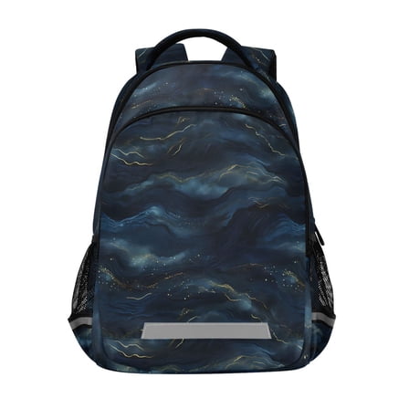ALAZA Blue with Golden Marble Backpack Elementary School Bag Bookbag Travel Rucksack