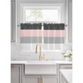 thumbnail image 2 of Half Window Curtains 24 Inches Long, Pink Grey Striped Window Treatment Curtain Drapes, Farmhouse Modern Short Curtains Tiers for Kitchen Over Sink, 27.5"x24", 2 Panels, 2 of 7