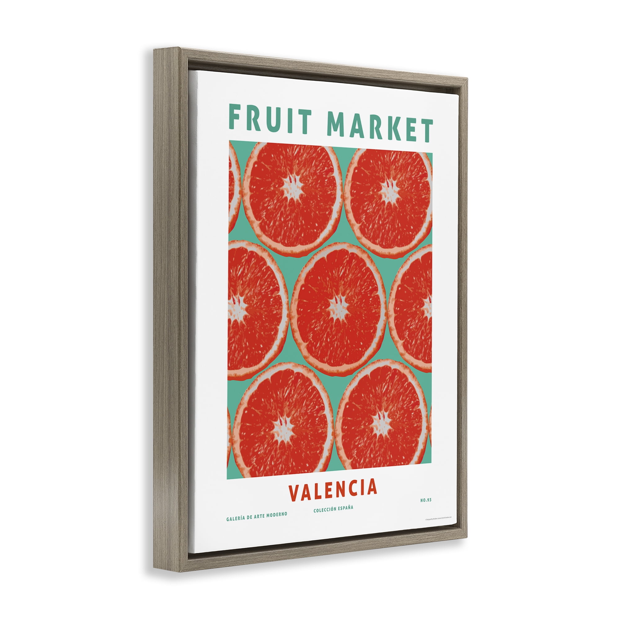 Stupell Industries Fruit Market Grapefruit Food & Beverage Painting Brown Floater Framed Canvas Art Print Wall Art, 17 x 21