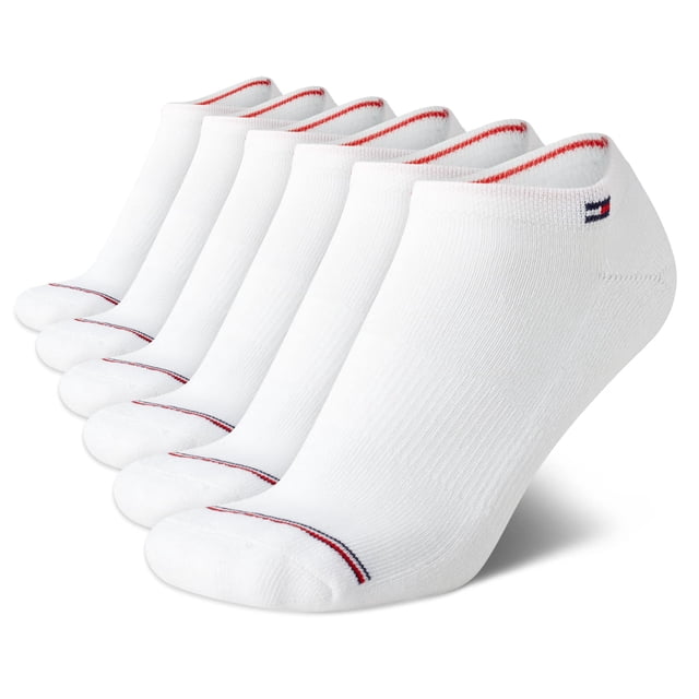 Calcetines de corte bajo Tommy Hilfiger Performance para mujer, paquete de 6, blancos