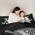 thumbnail image 4 of Homewish Kids Teens Ice Hockey Bedding Comforter Set 7-Piece for Boys Girls, Black Gray Monogrammed King Bedding Sets, Sports Theme Bed Sheets, Ultra Soft Home Decoration, 4 of 8