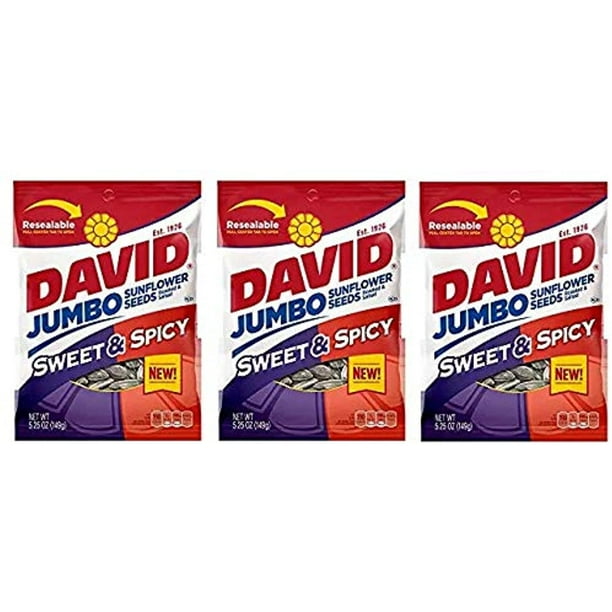 David Roasted And Salted Sweet And Spicy Jumbo Sunflower Seeds, 5.25 Ounces (3Pack)