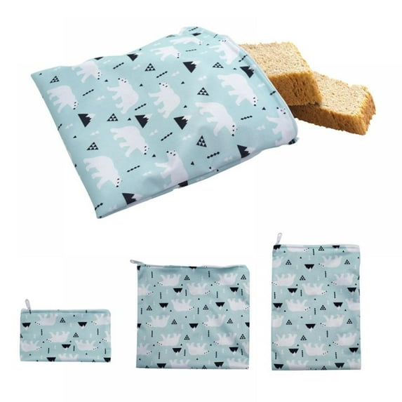 Stibadium Reusable Sandwich Bags Snack Bags - Set of 5 Pack, Dishwasher Safe Lunch Bags with Zipper, Eco Friendly Food Wraps, BPA-Free