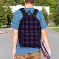 thumbnail image 4 of Easygdp Purple Black Plaid Mochila Ligera de 15 Pulgadas para Estudiantes, Mochila Cómoda para la Escuela y Viajes, Correas Ajustables, 4 of 6