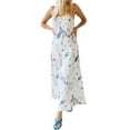 thumbnail image 5 of Franhais Women Long Slip Dress, Adults Casual Printed Boat Neck Spaghetti Strap One-piece, 5 of 9