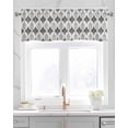 thumbnail image 2 of Classic Geometric Grey Linen Curtain Valance for Bedroom/Bathroom/Kitchen/Office/Living/Dining Room Window,Traditional Historical Art Rod Pocket Topper Decorative Cafe Drapes Panel 60"x18", 2 of 6