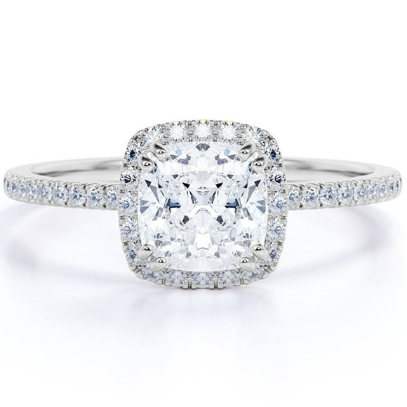 JeenMata Anillo de Compromiso Art Déco de Moissanita Real de 1,75 Quilates en Oro de 18 K sobre Plata