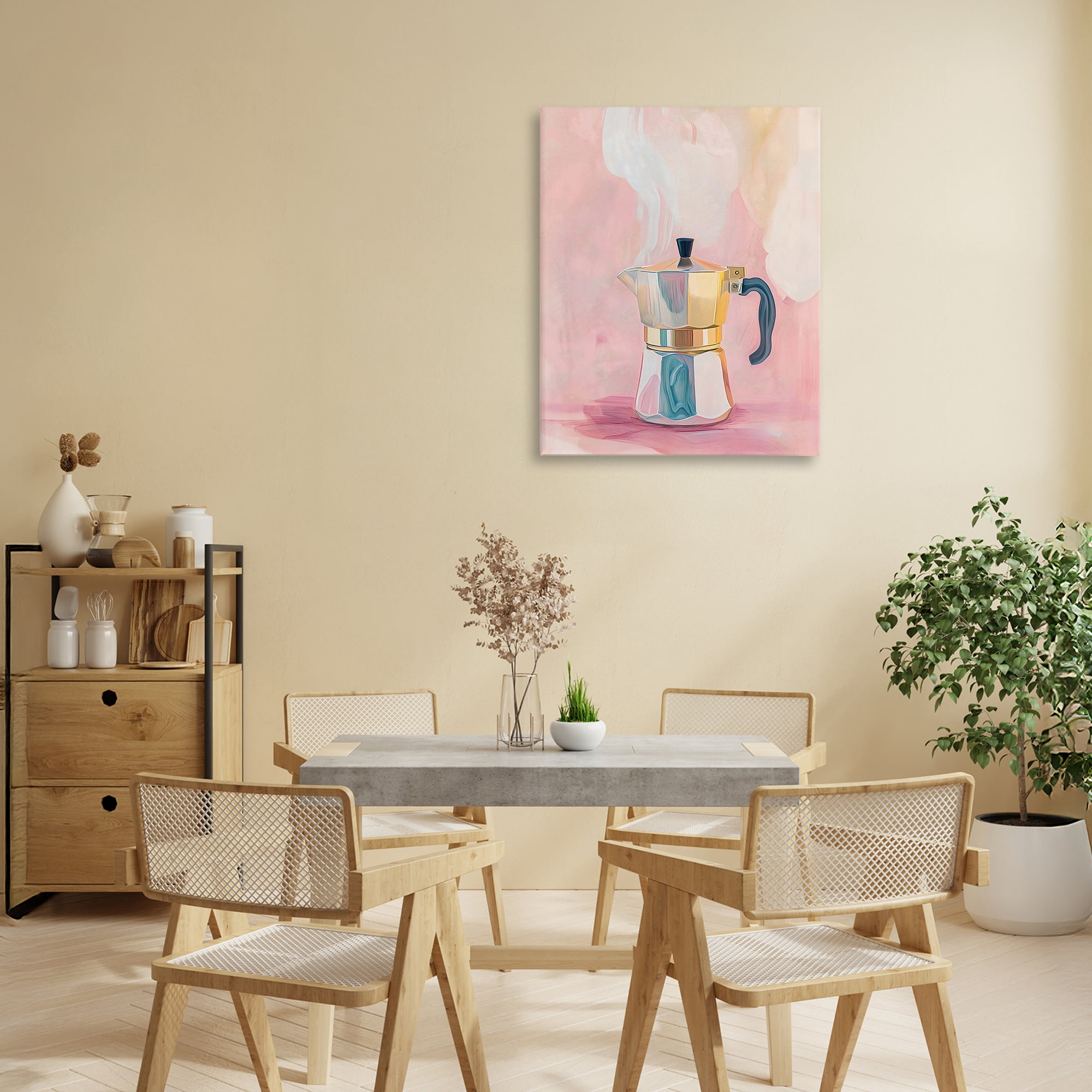 Stupell Industries Vintage Coffee Maker on Pink Canvas Wall Art, design by The Prints Vibe