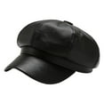 thumbnail image 4 of Xijirk Leather Newsboy Cap for Women Boy Hat for Daily Street Shopping Travel Autumn Winter Casual Occasions,Black,One Size, 4 of 9