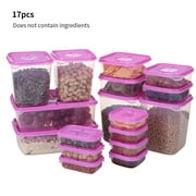 tredstone 17pcs/set Refrigerator Food Container Plastic Microwave Food Storage Box Kitchen Lunch Organizer, Red