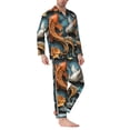 thumbnail image 2 of Fuzoiu Colorful Koi Fish Art Print Men's Long-Sleeved Pajama,Lounge Button Down Nightwear,Mens Notch Collar Pajama Set -Large, 2 of 7