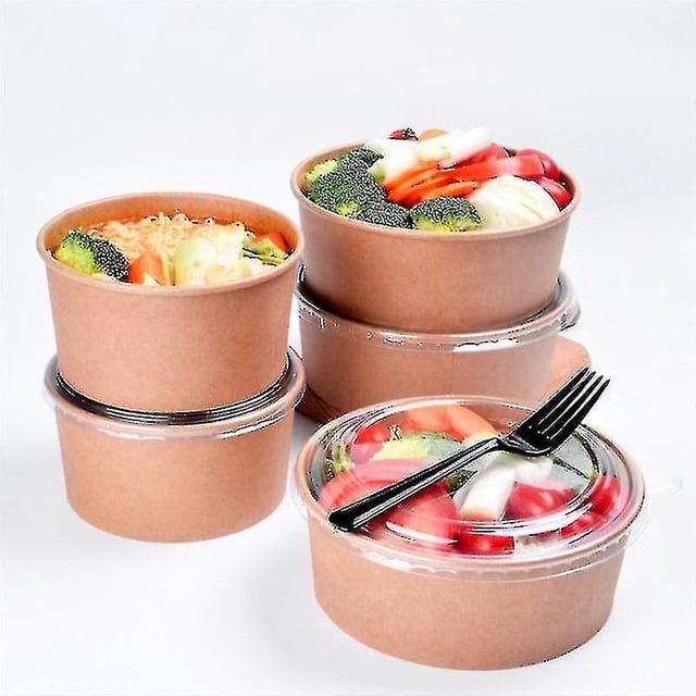 20 Uds. Cuencos de papel Kraft desechables, cuenco para ensalada de frutas, envases de embalaje de alimentos, recuerdo de fiesta, Sal de fruta