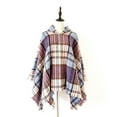 thumbnail image 1 of Mode Femmes Cape Châle à Carreaux Tricot Cardigan Cape, 1 of 5