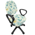 thumbnail image 1 of Floral Office Chair Slipcover, Hand Drawn Inspired Design of Forest Flowers Leaves Soft Tones, Protective Stretch Decorative Fabric Cover, Standard Size, Mint Green Blue and Mustard, by Ambesonne, 1 of 5