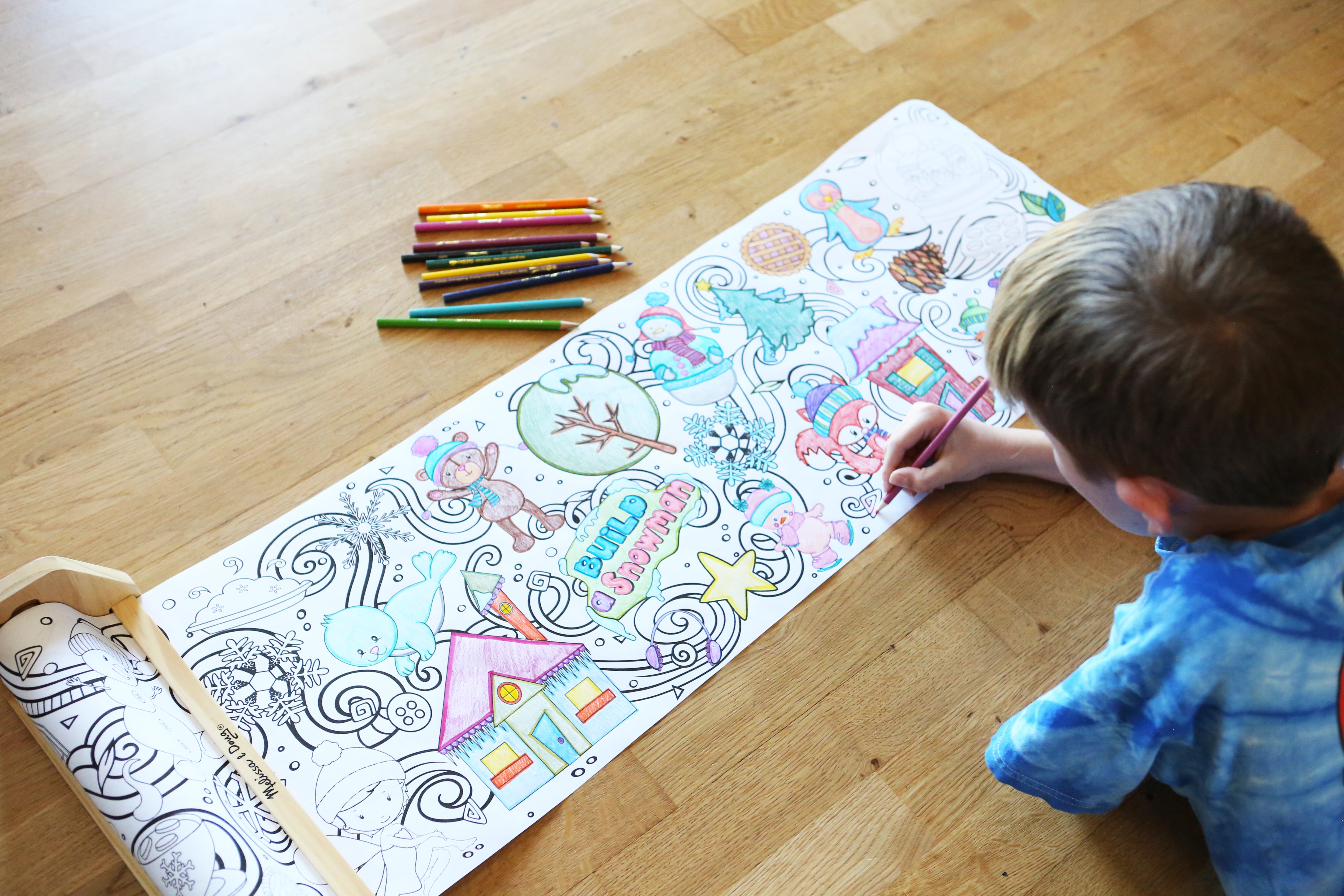 Coloring Paper Roll - 18-Foot Drawing Paper Roll for Kids and Adults, Use in Kids' Easel or as Giant Coloring Poster, Large Sheet with Durable Paper, Perfect for Parties, Classrooms & Work (Winter)