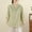 Green, variant on Women Stand Notch V Neck Geometric Embroidery 3/4 Puff Sleeve Button Down Blouse, Ladies Textured Solid Loose Linen-Like Casual Top, Vacation Daily Shirt(Pink,M)