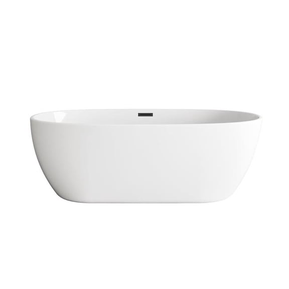 Elegant Kitchen & Bath BT10770GW-MBK 77 in. Soaking Bathtub, Glossy White with Matte Black Trim