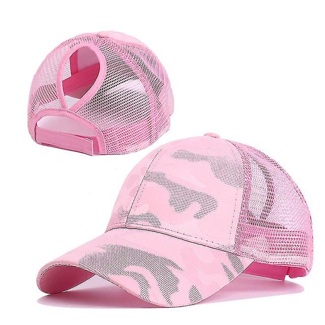Women's Ponytail Baseball Cap Mesh Camouflage Summer Leisure Simple Snapback Cap Outdoor Streetwear Sport Hat For Women Men55 60cm