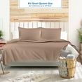 thumbnail image 2 of Clara Clark, RV/Short Size, Bed Sheets Set, Luxury Bedding Sheets Set, 4-Piece Bed Set, Deep Pockets Fitted Sheet 100% Soft Microfiber, Hypoallergenic Cool & Breathable, Taupe, 2 of 6